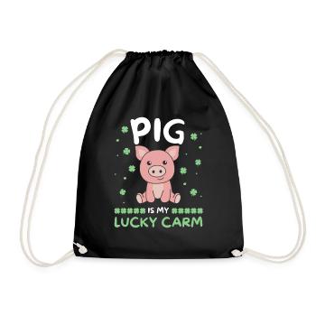 Pig is my lucky carm Clover St Patrick's Day - Drawstring Bag - black - Front