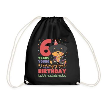 Rottweiler for 6th birthday children six years - Drawstring Bag - black - Front