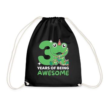 Frog for 3rd birthday Children three years old - Drawstring Bag - black - Front