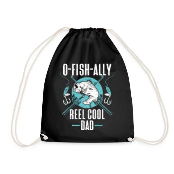Angler Papa Geschenk Angeln - Turnbeutel - Schwarz - Vorne