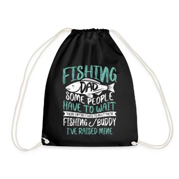 Angler Papa Angeln Geschenk - Turnbeutel - Schwarz - Vorne