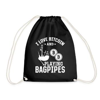 Bagpiper - J’aime Bitcoin et jouer à la cornemuse - Sac de sport léger - noir - Devant