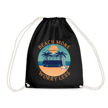 Beach More - Worry Less - Travel - Turnbeutel - Schwarz - Vorne