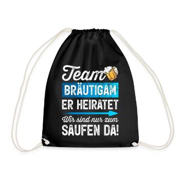 Junggesellenabschied T-Shirt Polterabend JGA Mann - Turnbeutel - Schwarz - Vorne