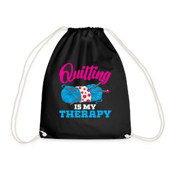Quilting is my Therapy - Drawstring Bag - black - Front