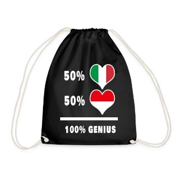 Indonesien und Italien flaggen 100% genial - Turnbeutel - Schwarz - Vorne