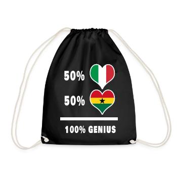 Ghana and Italy flags 100% genius - Drawstring Bag - black - Front