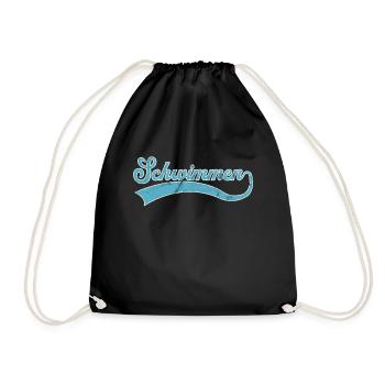 Schwimmen Schriftzug - Turnbeutel - Schwarz - Vorne