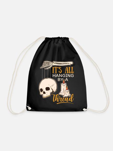 Skull Totenkopf, Marionette, Skelett Hand, Spruch - Turnbeutel - Schwarz