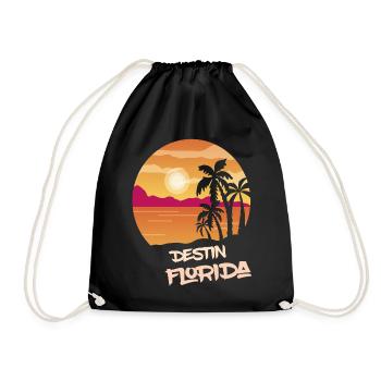 Florida Destin Holidays Palm Ocean Surfing - Drawstring Bag - black - Front