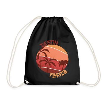 Destin Surfing Palms Florida Holiday Ocean - Drawstring Bag - black - Front