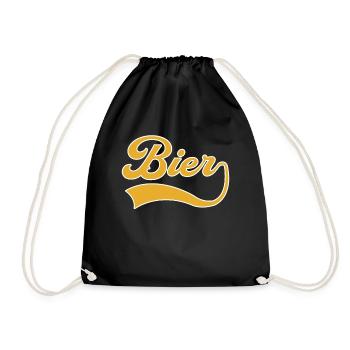 Bier Schriftzug - Turnbeutel - Schwarz - Vorne