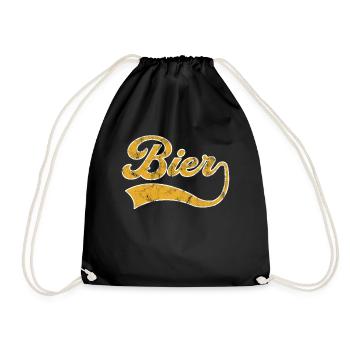 Bier Schriftzug - Turnbeutel - Schwarz - Vorne