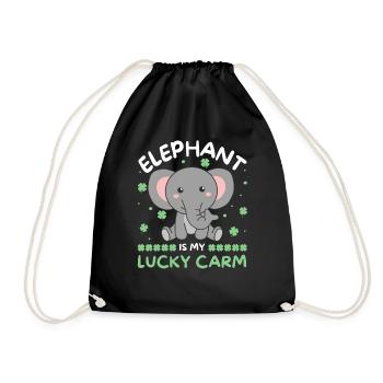 Elephant is my lucky carm Clover St Patrick's Day - Drawstring Bag - black - Front