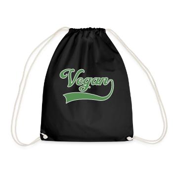Vegan Schriftzug - Turnbeutel - Schwarz - Vorne