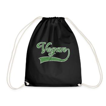 Vegan lettering - Drawstring Bag - black - Front