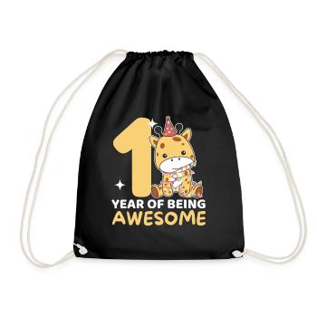 Giraffe for 1st birthday for children one year old - Drawstring Bag - black - Front