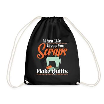 When Life gives you Scraps make Quilts - Turnbeutel - Schwarz - Vorne