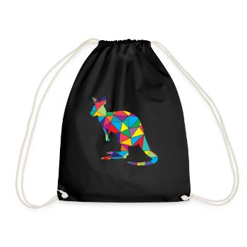 Low Poly Kangaroo Geometry Kangaroo - Drawstring Bag - black - Front