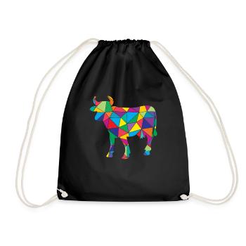 Vache à faible poly géométrie Polygone Vache - Sac de sport léger - noir - Devant