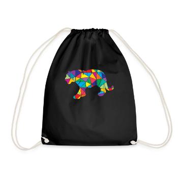 Tiger Polygon Low Poly Wild Animal - Drawstring Bag - black - Front