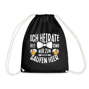 Junggesellenabschied T-Shirt Bräutigam JGA Poltern - Turnbeutel - Schwarz - Vorne