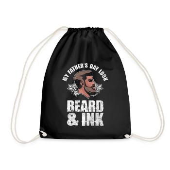 My Father's Day Look Beard & Ink - Father's Day Tattoo - Drawstring Bag - black - Front