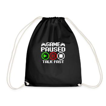 Game paused – talk fast - Drawstring Bag - black - Front