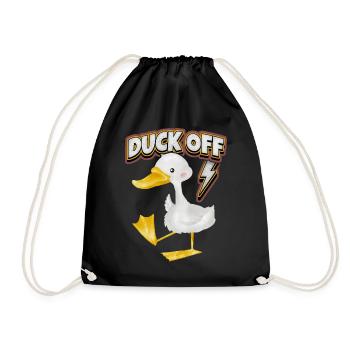 Comic duck, funny saying Duck-Off, Pun - Drawstring Bag - black - Front