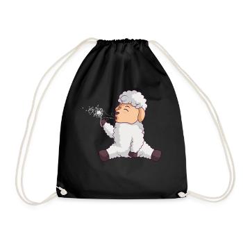 Cute sheep blows dandelion sheep - Drawstring Bag - black - Front