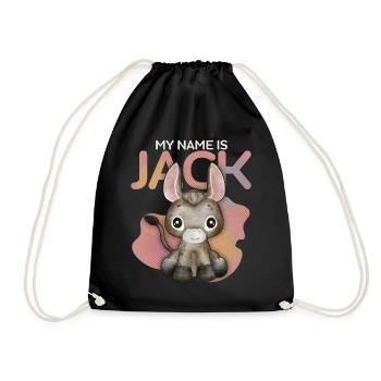 Esel, Jack-Donkey, lustiger Spruch My-Name-Is-Jack - Turnbeutel - Schwarz - Vorne