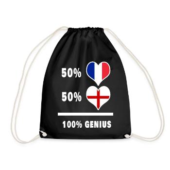 Angleterre et France Drapeaux 100% géniaux - Sac de sport léger - noir - Devant
