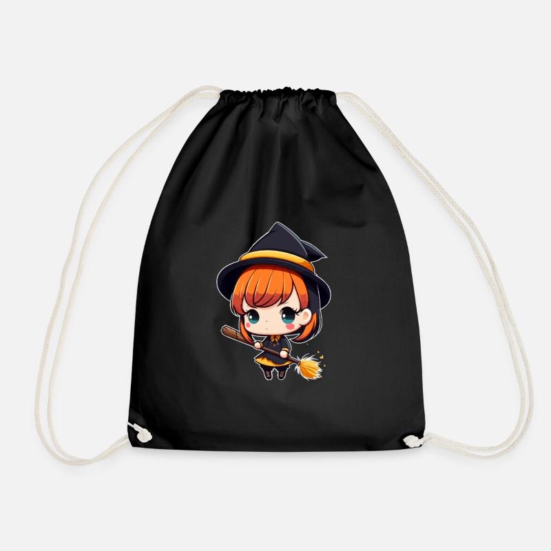 Niedlich Aber Verhext Chibi Hexe Anime Manga Wicca - Turnbeutel - Schwarz