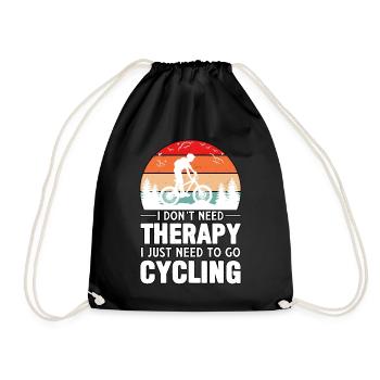 Ich brauche keine Therapie, ich muss nur Fahrrad fahren - Turnbeutel - Schwarz - Vorne