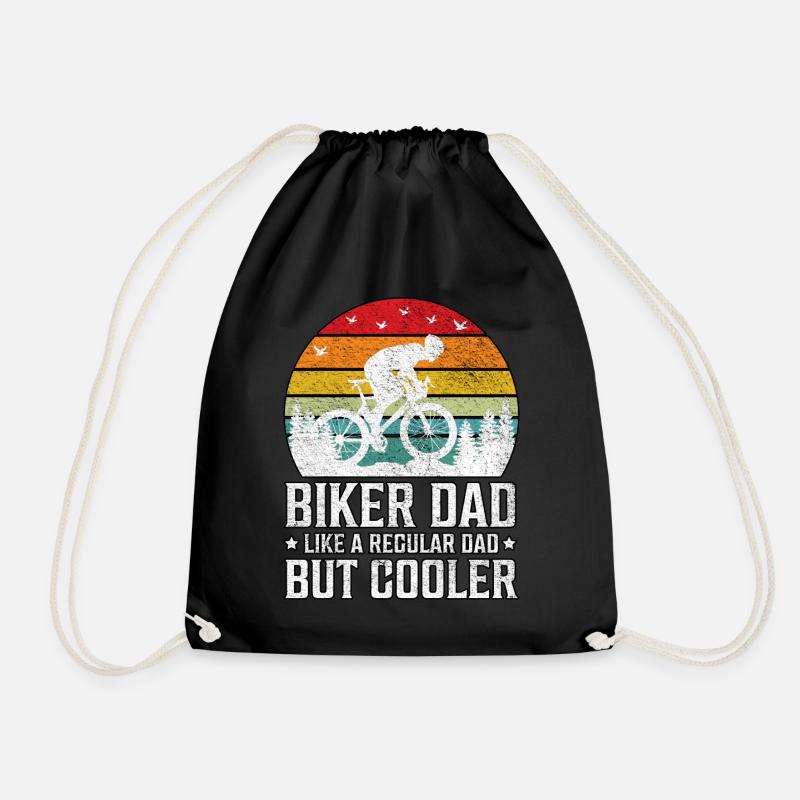 Mountain Biking Dad Like A Regular Dad But Cooler - Drawstring Bag - black