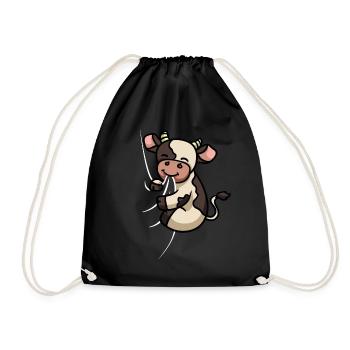 Hungrige Kuh Beisst in Shirt Lustiges Kuh Rinder - Turnbeutel - Schwarz - Vorne