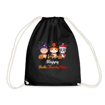 Joyeux HalloThanksMas Chiens Halloween Noël - Sac de sport léger - noir - Devant