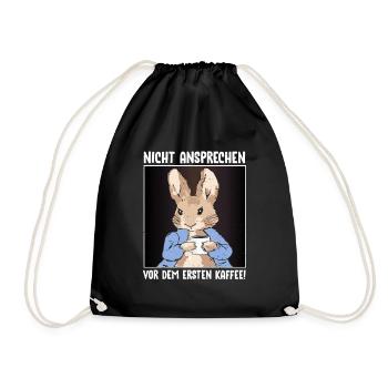 Do not address the rabbit before the first coffee - Drawstring Bag - black - Front