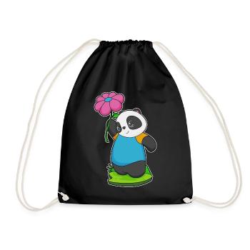 Panda Flower - Drawstring Bag - black - Front