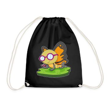 Butterfly Nerd Book Glasses - Drawstring Bag - black - Front