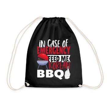 In Case Of Emergency Feed Me Korean BBQ Asian - Drawstring Bag - black - Front