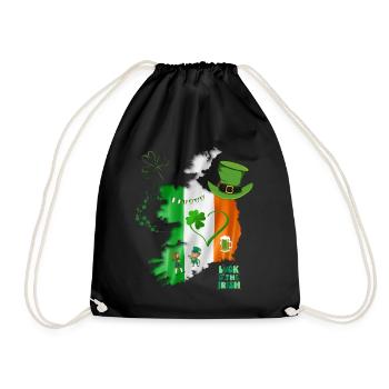 Ireland Irish Homeland Love Gift Clover - Drawstring Bag - black - Front