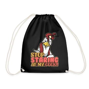 Stop Staring My Cook Chicken Chicken Rooster Farmer - Drawstring Bag - black - Front