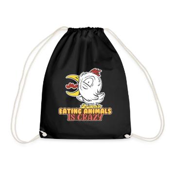 Eating Animals Crazy Chicken Chicken Rooster Chicken - Drawstring Bag - black - Front
