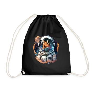 Fox astronaut in space - Drawstring Bag - black - Front
