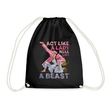 Act Like A Lady Roll Like A Beast Jiu Jitsu - Drawstring Bag - black - Front