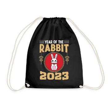 Year of the Rabbit 2023 - Drawstring Bag - black - Front