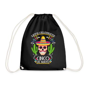 Cinco-De-Mayo, Mexikanischer Feiertag mitTotenkopf - Turnbeutel - Schwarz - Vorne