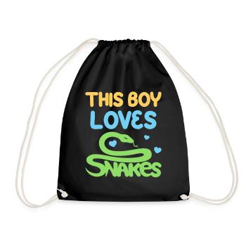 This boy loves snakes - Drawstring Bag - black - Front