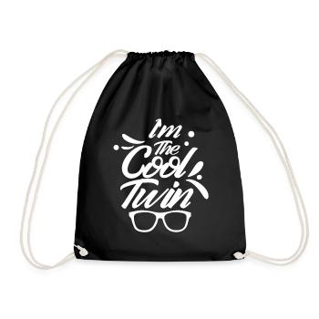 I'm the cool twin funny Gemini humor - Drawstring Bag - black - Front